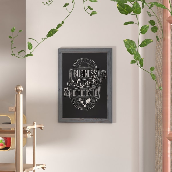 Flash Furniture 18 x 24 Rustic Gray Magnetic Hanging Chalkboard HGWA-GDIS-CRE8-062315-GG - main